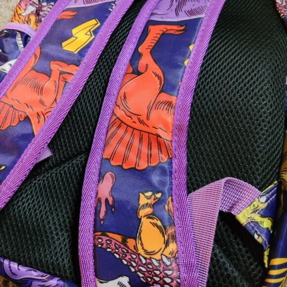 Dinosaur Purple Backpack Small 12 x 10 Pop It Silicone Front Zipper Pocket - Picture 6 of 7